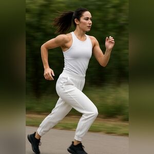 Freely Off White Women's White Athletic Joggers Medium